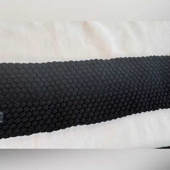 VTG Prada Milano Handmade Crochet Cummerbund Tuxedo Belt Knit Raw Edge Black Adj